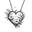 heart shaped locket with flowers in it tattoo design idea