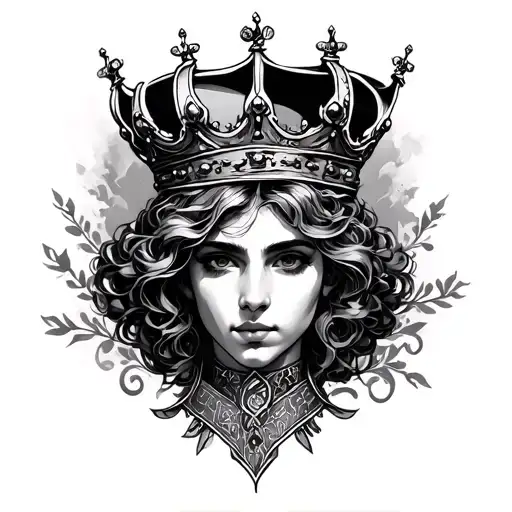R With Crown tattoo design idea