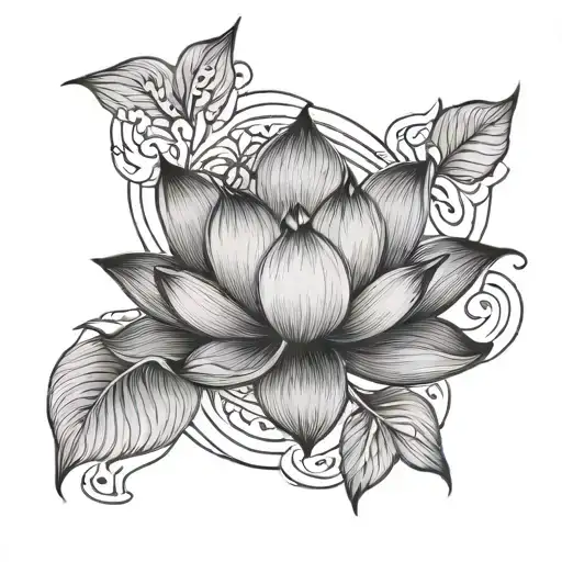 lotus and moon  tattoo design idea