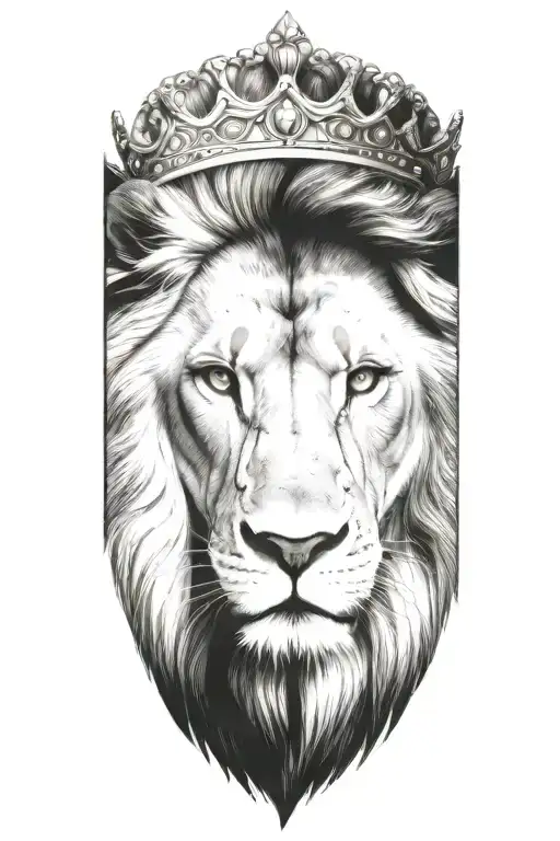 hyper realistic lion portraits with a crown ot torns on his head  tattoo design idea