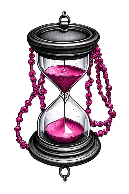 Pink lanyard and hourglass filled tattoo design idea