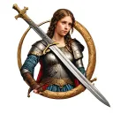Joan of arc with sword  tattoo design idea