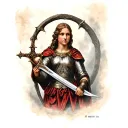 Joan of arc with sword  tattoo design idea