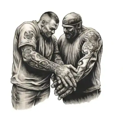 memorial for brother holding hands looking tattoo design idea