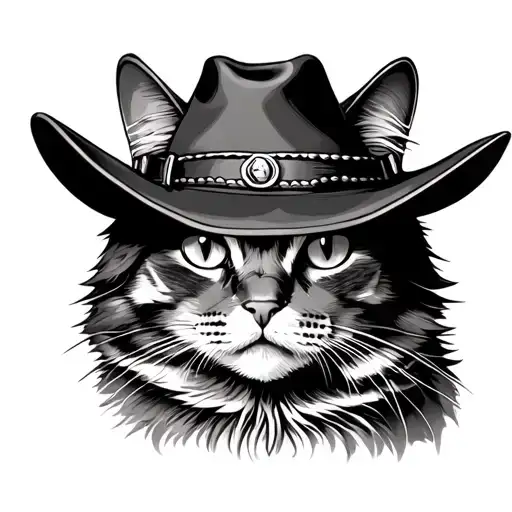 Cat with cowboy hat tattoo design idea