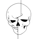 half volto mask half skull mask tattoo design idea