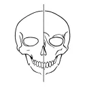 half volto mask half skull mask tattoo design idea
