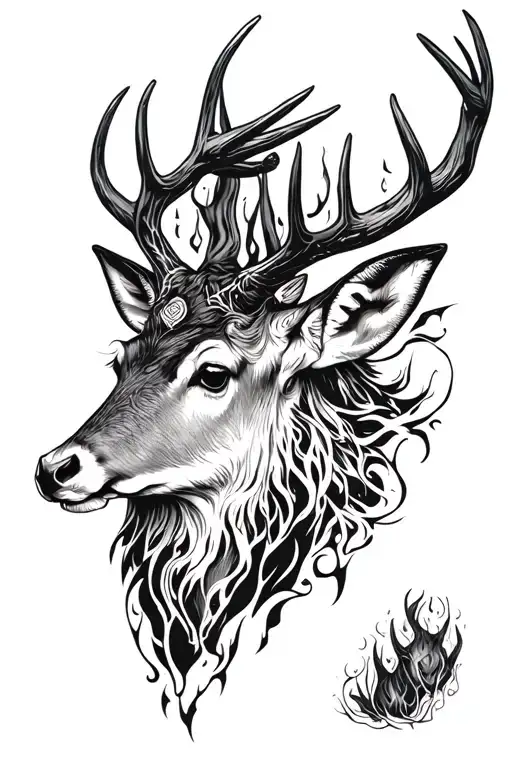 MYTHIC DEER PATRONUS HORNS tattoo design idea