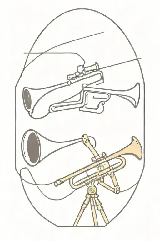 trombone and camera tattoo design idea