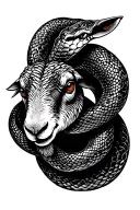 snake with a sheep face  tattoo design idea