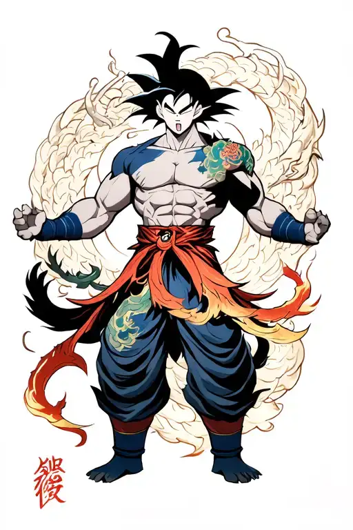 anime dragonball shen long fight tattoo design idea