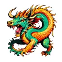 Ox and Dragon emerging tattoo design idea