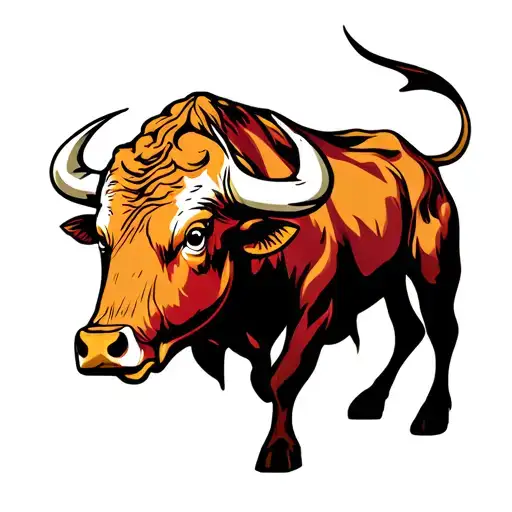 bull charging tattoo design idea