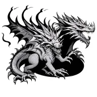 three small dragon breathing fire tattoo design idea
