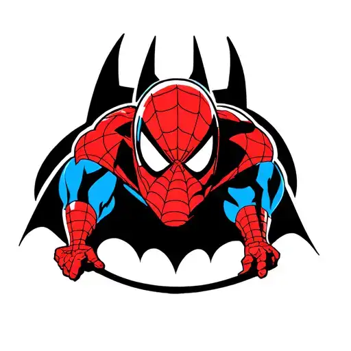 Make an image good for a tattoo. Has 4 super logos   Spider-Man, 1990s Batman the Animated series Batman,  1980s Teenage tattoo design idea