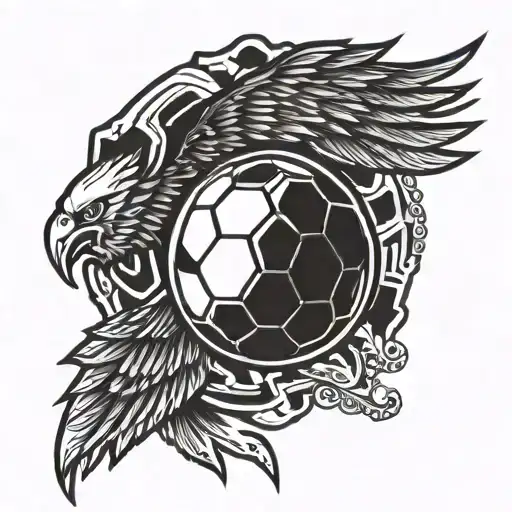 A stylized football with wings, symbolizing speed and agility on the field tattoo design idea