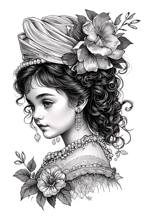 Daughter Margot, Pearls, American Traditional style tattoo tattoo design idea