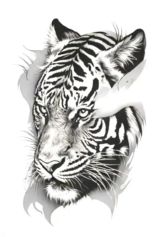 tiger face made tattoo design idea
