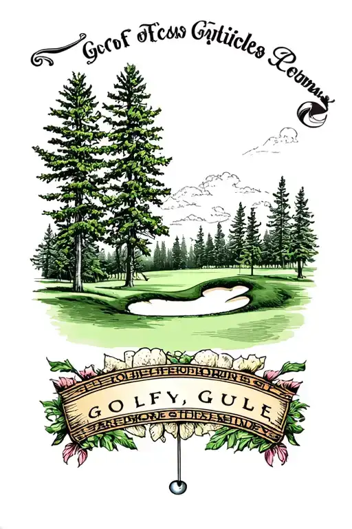 Golf course landscape tattoo design idea