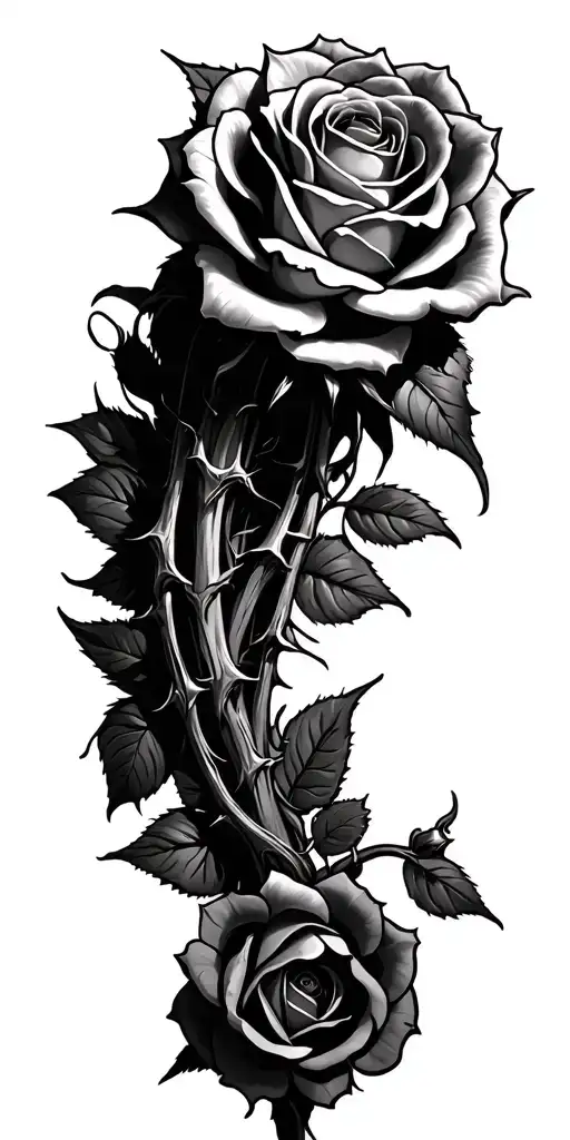 thorns and roses tattoo design idea