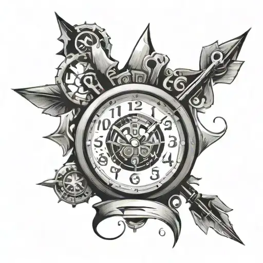 A clock face with gaming symbols for each hour marker tattoo design idea