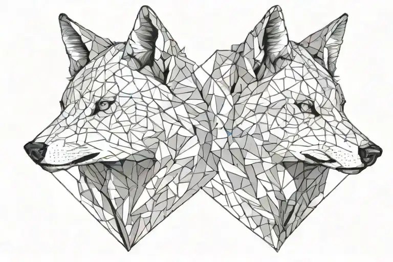 a two splited wolfs heads one of them angry tattoo design idea