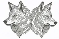 a two splited wolfs heads one of them angry tattoo design idea