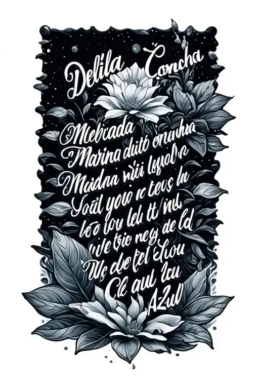 Delicada Marina Concha with a Sutile Subtle Lyrics of Céu Azul tattoo design idea