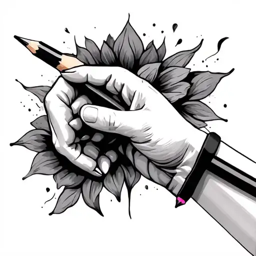 pinky promise holding pencil tattoo design idea