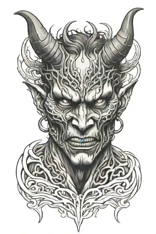 demon face tattoo design idea