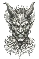 demon face tattoo design idea