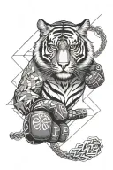tiger, boxing gloves, fierce tattoo design idea