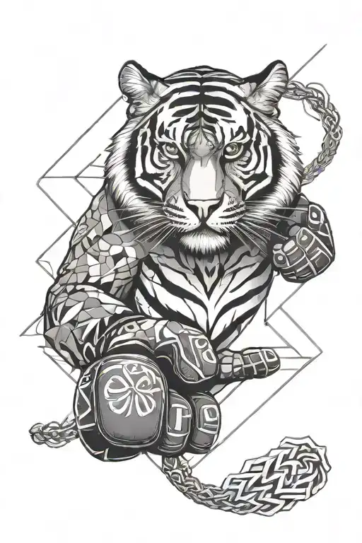 tiger, boxing gloves, fierce tattoo design idea