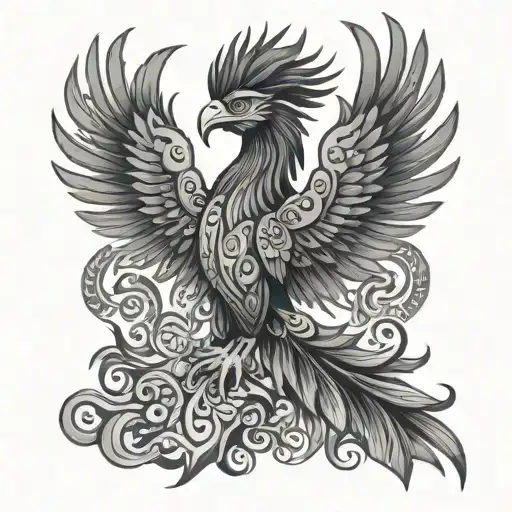 Mayan phoenix tattoo design idea