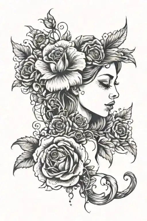 "what's meant to be will be" with flowers coming out of the top tattoo design idea
