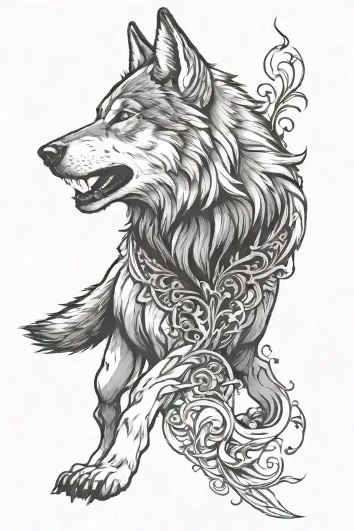 Wolf spirit arching around forearm tattoo tattoo design idea