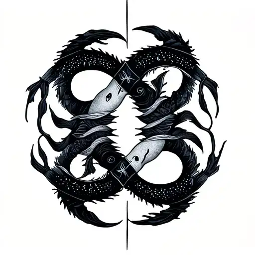 Gemini Pisces Scorpio zodiac symbol intertwined minimal tattoo design idea