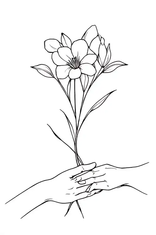 Freesia, where stem is holding hands holding and it is growing from unconditional love symbol tattoo design idea