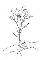 Freesia, where stem is holding hands holding and it is growing from unconditional love symbol tattoo design idea