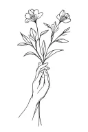 Freesia, where stem is holding hands holding and it is growing from unconditional love symbol tattoo design idea