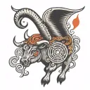 longhorn music fireball sparkles tattoo design idea