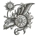 longhorn music fireball sparkles tattoo design idea