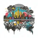 city skyline silhouette tattoo design idea