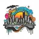 city skyline silhouette tattoo design idea