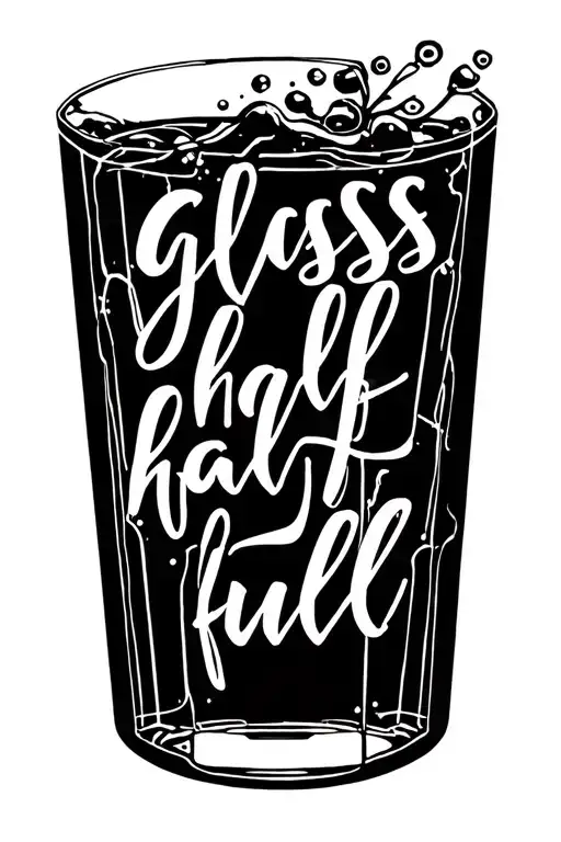"Glass half full" "Glass half full" text tattoo tattoo design idea