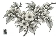 Cloud Japanese Leafs Cherry Blossom tattoo design idea