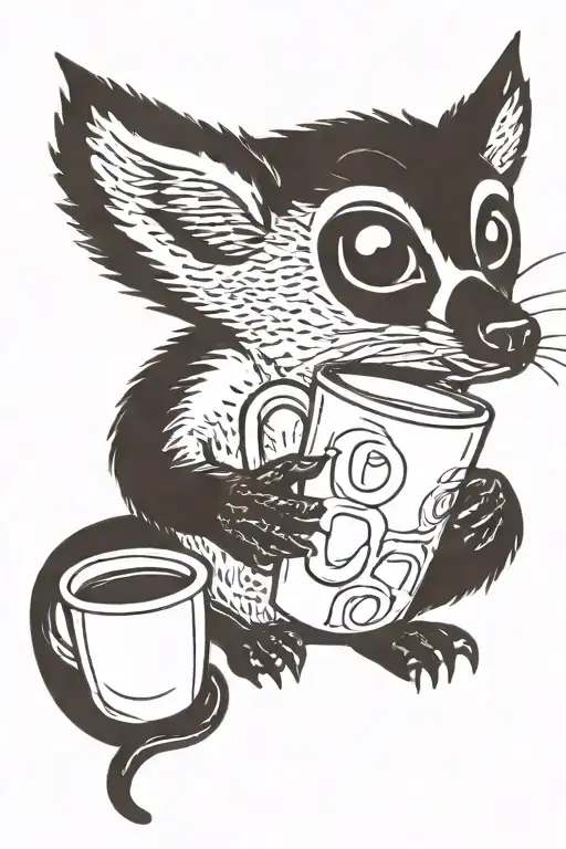 coffee lemur tattoo design idea