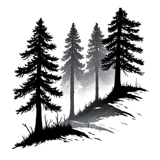 pine forest tattoo design idea