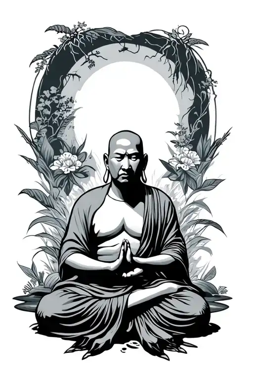 Turtle Monk Meditating tattoo design idea