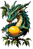 dragon in a lemon tree intertwined tattoo design idea